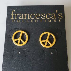 Francesca's Collections Yellow Enamel Peace Studs
